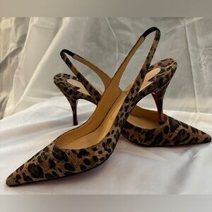 Christian Louboutin Clare Sling 80, cheetah print, size 36, great condition